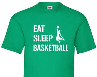 Chemise de basket-ball, enfants - Eat Sleep Basketball - T-shirt de basket-ball, fan de la NBA, T-shirt de basket-ball, cadeau de basket-ball