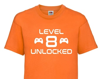 Level 8 Unlocked T-Shirt: Gamer Birthday Gift for Boys