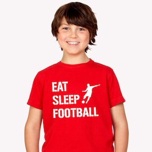 Eat Sleep Football Kids T-Shirt – Soccer Gift for Boys or Girls, Birthday & Christmas Present, Footie Fan Shirt