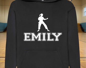 Sudadera de artes marciales personalizada para niñas, sudadera de karate y judo con nombre personalizado, regalo de artes marciales, regalo de cumpleaños o Navidad.