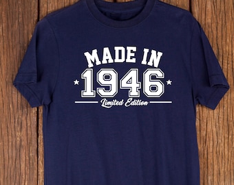 Made in 1946 T-Shirt - 80th Birthday Gift for Men or Women, Born in 1946, 80 Years Old Celebration Tee