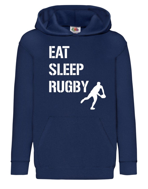 Eat Sleep Rugby Hoodie Kids Rugby Sweatshirt Hooded Rugby Fan
