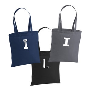 Personalised Initial Letter I Tote Bag, Alphabet Tote Bag, Letter I Initial Name, Personalised Custom Printed Tote Bag, Reusable tote bag