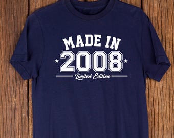 18th Birthday T-Shirt – Made in 2008, Cotton Blend