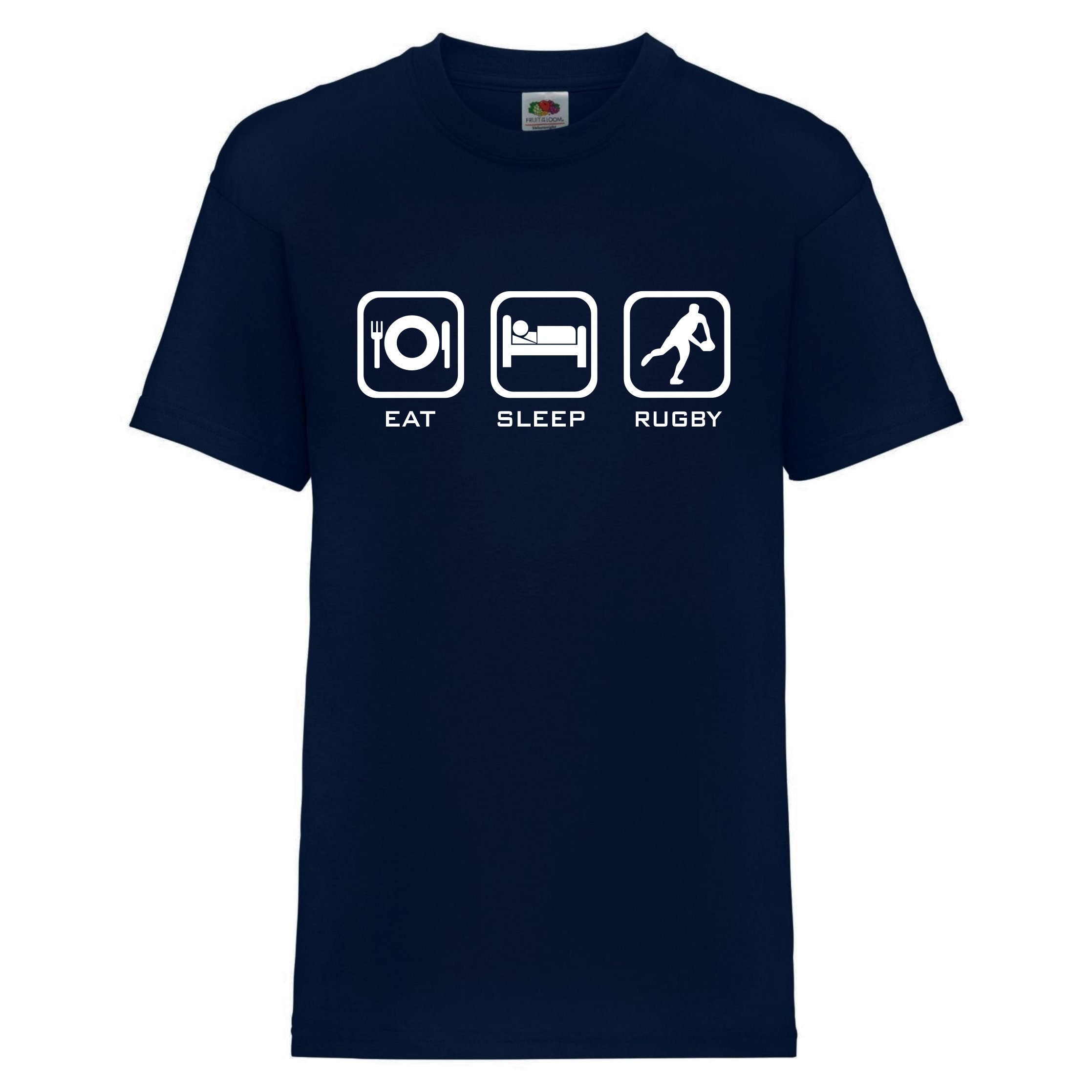 Eat Sleep Rugby Kids T-Shirt – Funny Rugby Shirt, Player & Fan Gift, Birthday Present for Boys