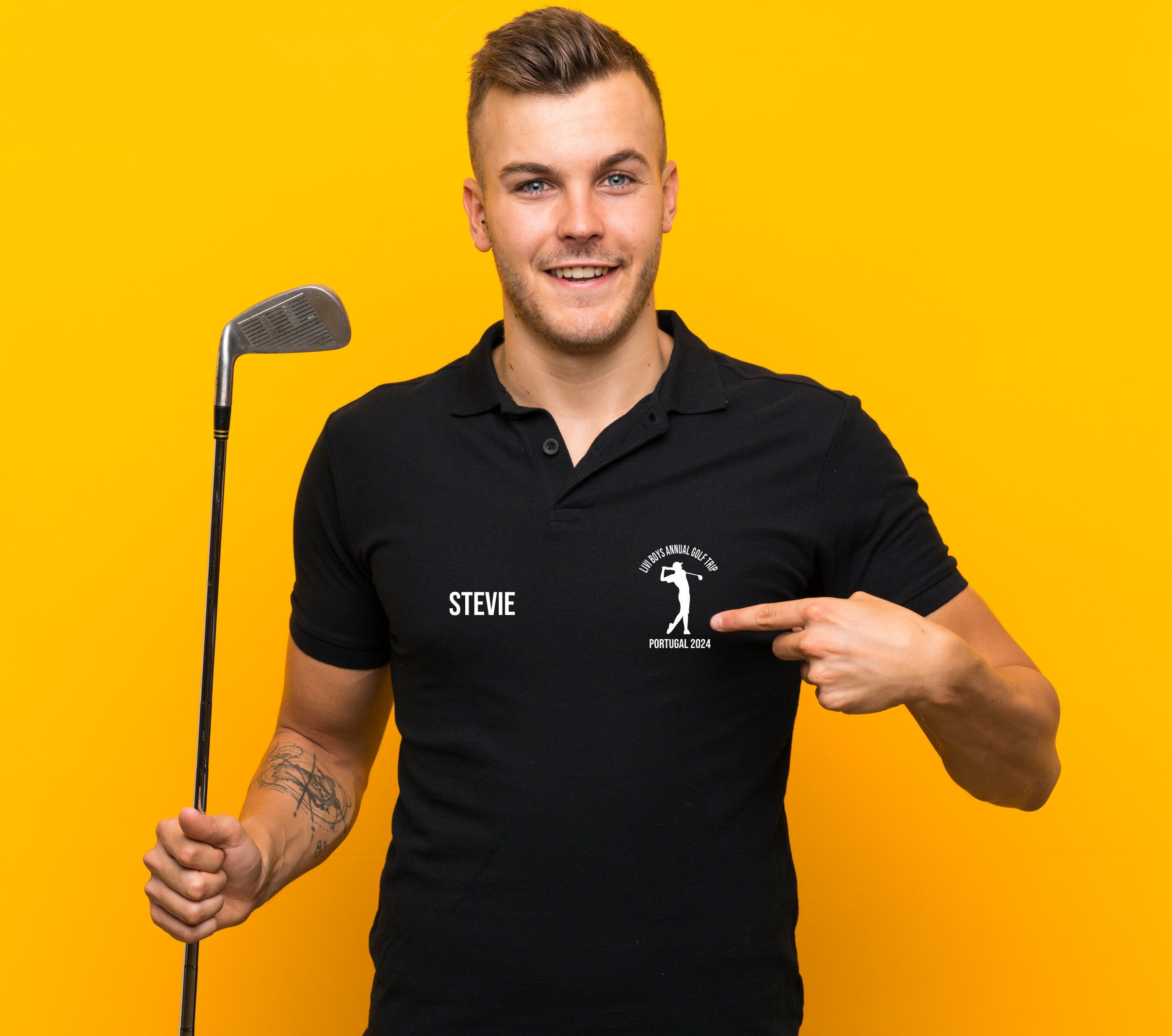 Personalised Golf Shirts, Lightweight neoteric polo shirts for a golf weekend, customised golf top golfing holiday, golf trip, stag do