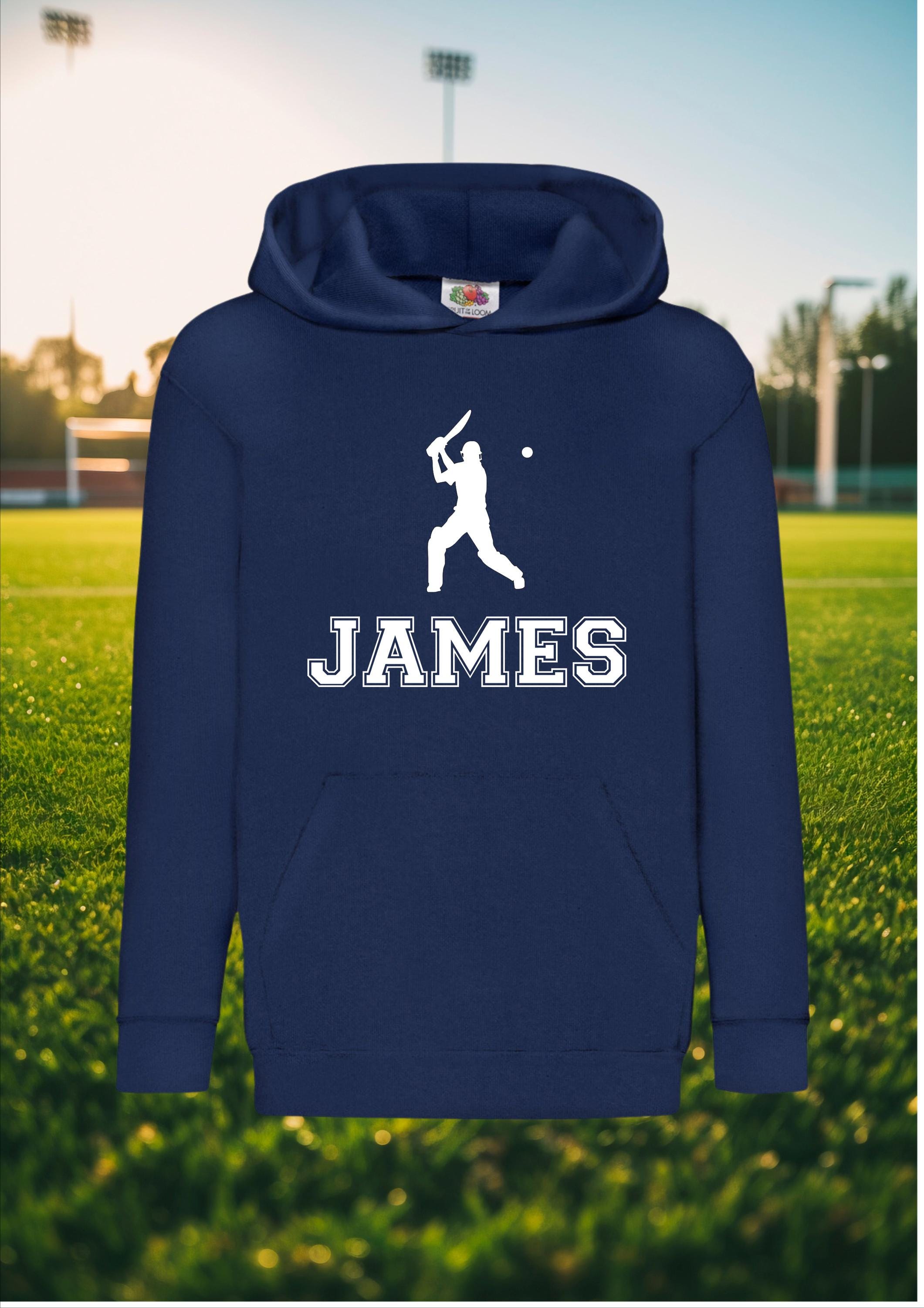 Personalised Cricket Hoodie for Kids, Custom Name Cricket Sweatshirt, Boys Girls Cricket Gift, Cricket Fan Jumper, Birthday / Christmas Gift