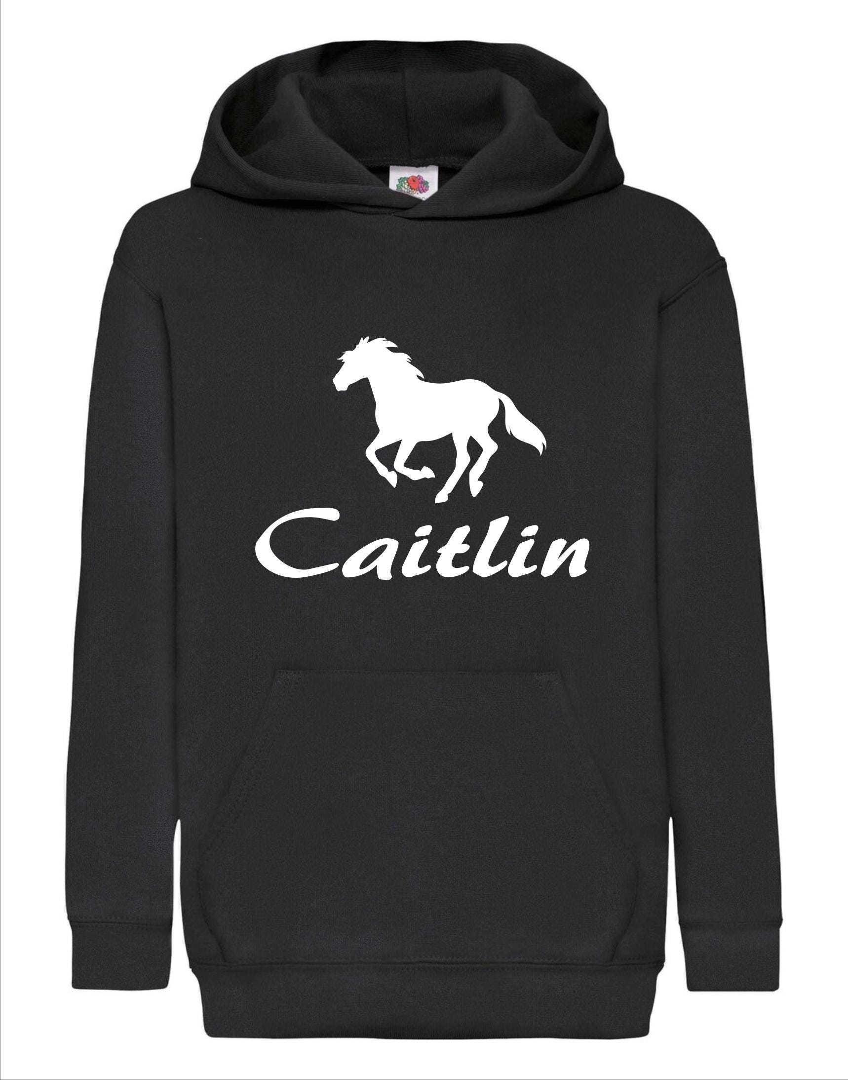 Felpa Con Cappuccio Personalizzata Per Bambini AWDis Just Hoods Con Nome Stampato, Tema Equitazione - Foto 2