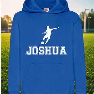 Personalised Football Hoodie for Kids, Custom Name Soccer Sweatshirt, Boys Girls Football Gift, Player Fan Jumper, Birthday or Christmas
