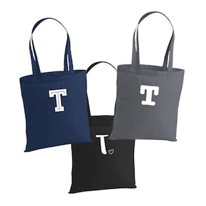 Personalised Initial Letter T Tote Bag, Alphabet Tote Bag, Letter T Initial Name, Personalised Custom Printed Tote Bag, Reusable tote bag