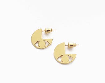 Creole earrings "Meteor" gilded with fine 24 carat gold