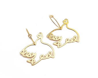 Colombes hoop earrings, hoop earrings gilded with 24-carat fine gold, original Marine Mistake creation.