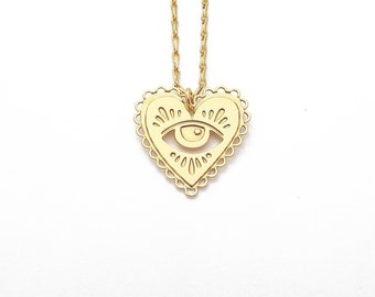 Milagro sacred heart necklace gilded with fine 24 carat gold