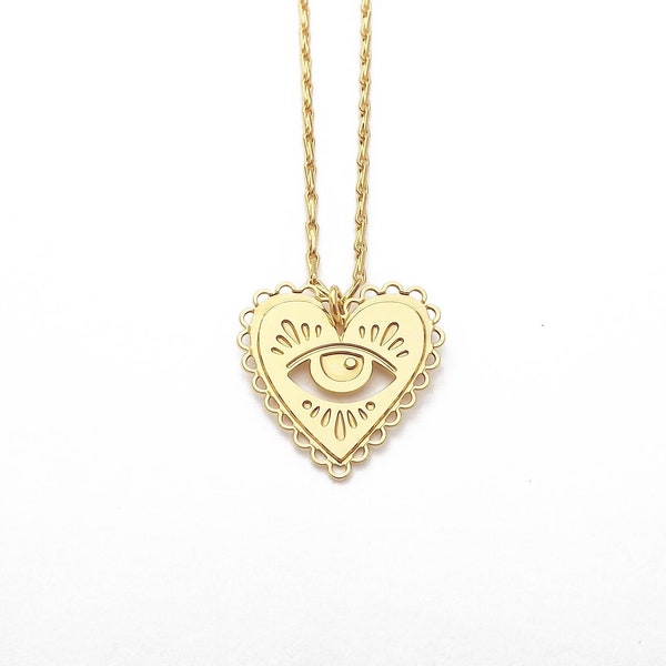 Collier Milagro coeur sacré doré à l'or fin 24 carats