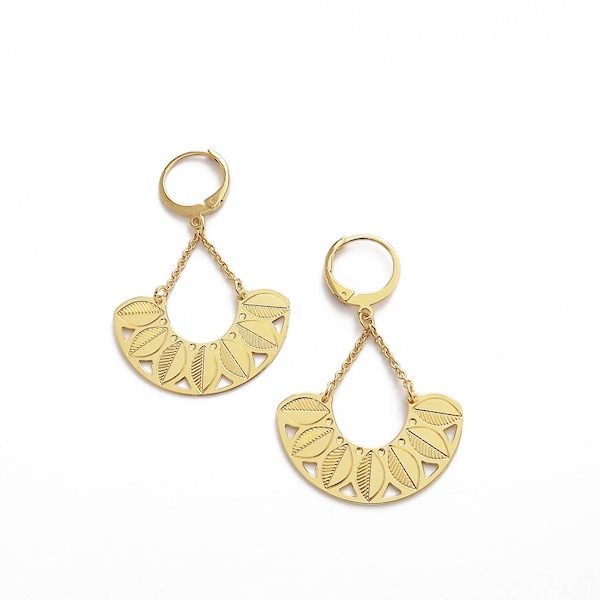 Boucles d'oreilles "Canopée" dorées à l'or fin 24 carats