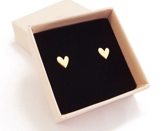 Gold-plated mini heart stud earrings