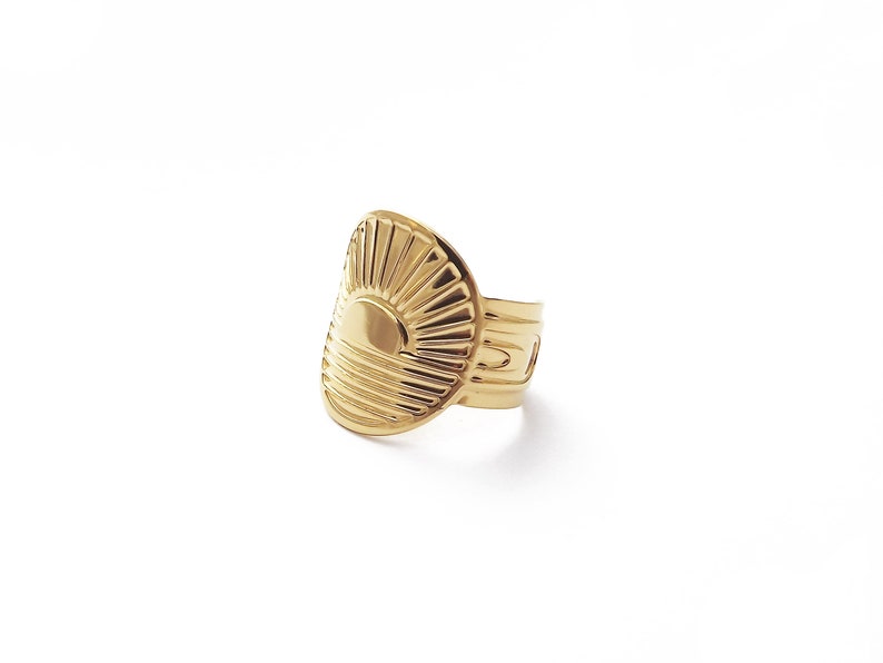 Sunset ring, adjustable, 24 carat gold plated 3 microns, original creation. image 5