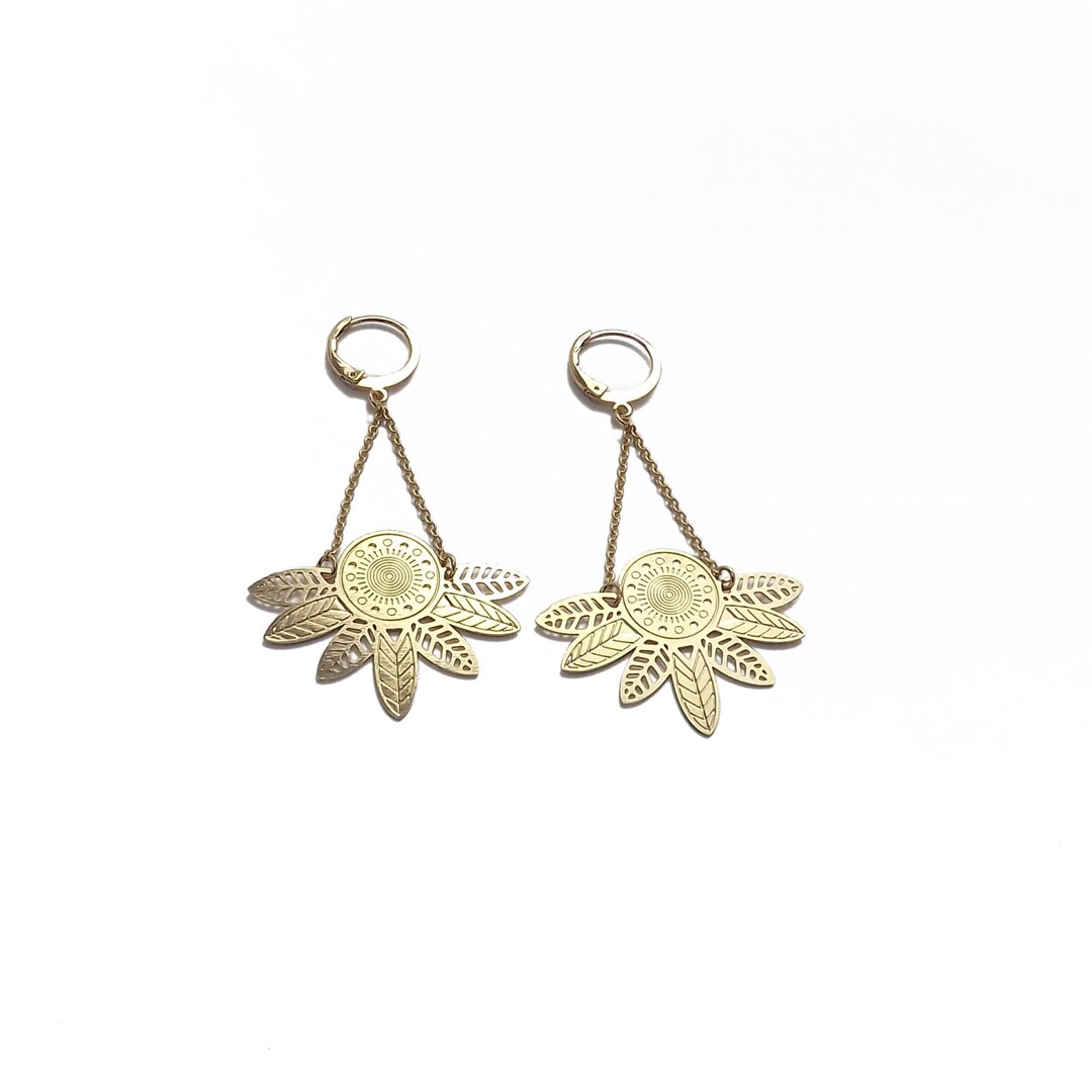 Boucles D'oreilles Clips Vintage – Gravure En Relief Couleur Or – Modèle 247