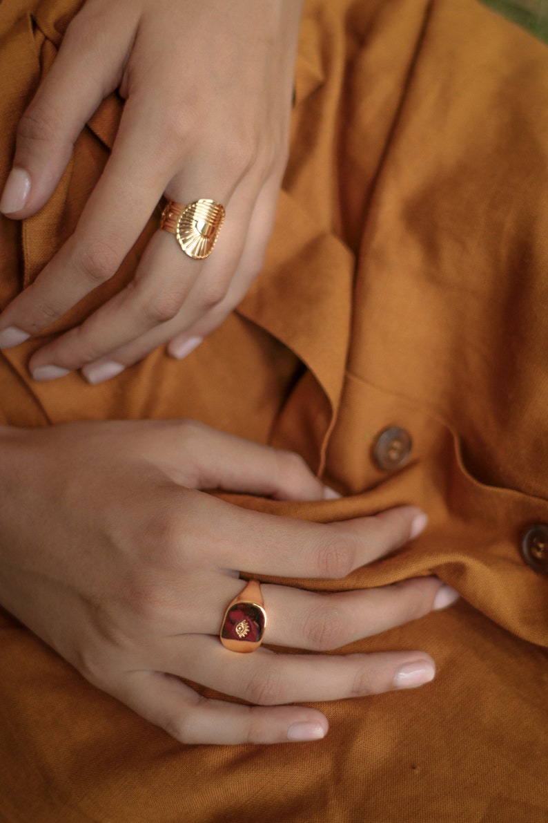 Sunset ring, adjustable, 24 carat gold plated 3 microns, original creation. image 3