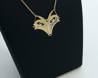 Geometric fox necklace gilded with fine gold "TOTEM RENARD"