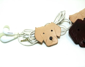 Labrador Cable organizer, leather cable holder, dog, mobile accessories, Cable Winder, USB, Earphone holder, dog lover, father's day gift