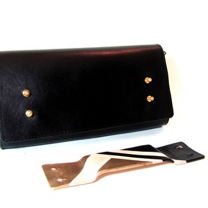 Leather crossbody bag, Leather clutch bag, Art deco inspired leather bag, Modern bag with studs, Statement bag, Evening bag 画像 8