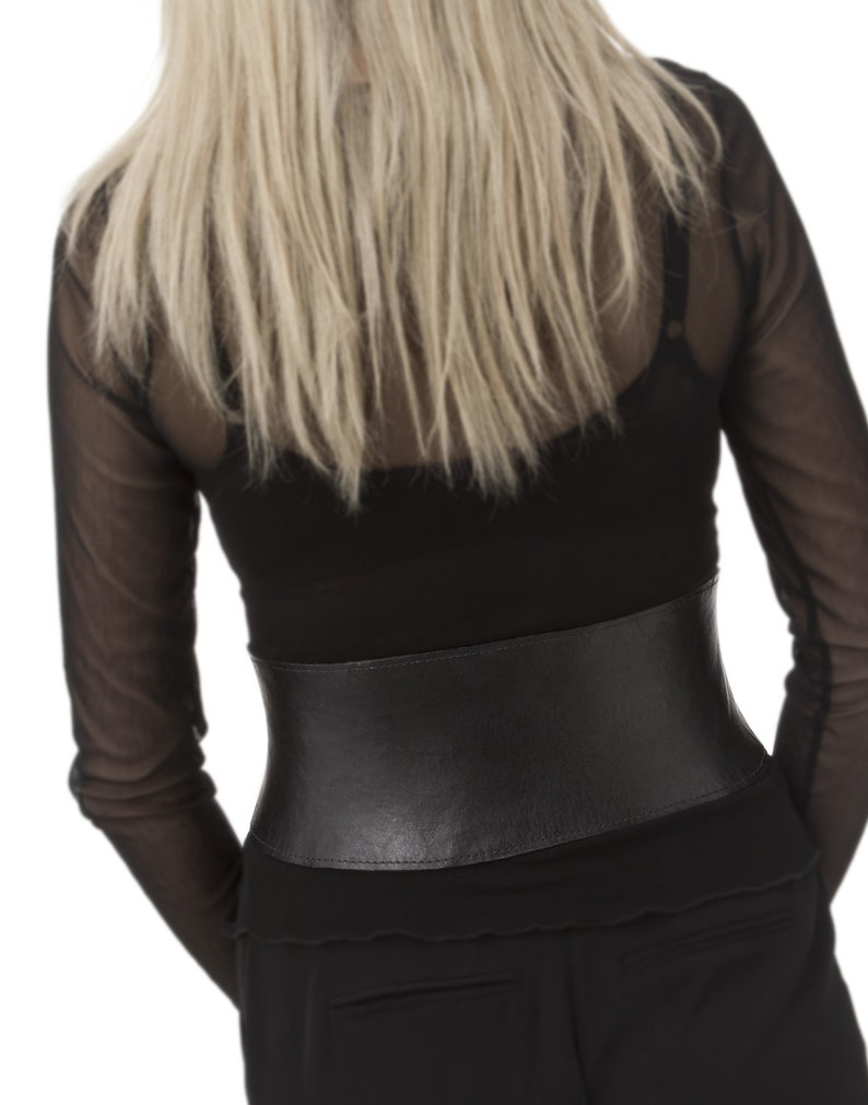 Lavish Black Faux Leather Corset Belt Cincher