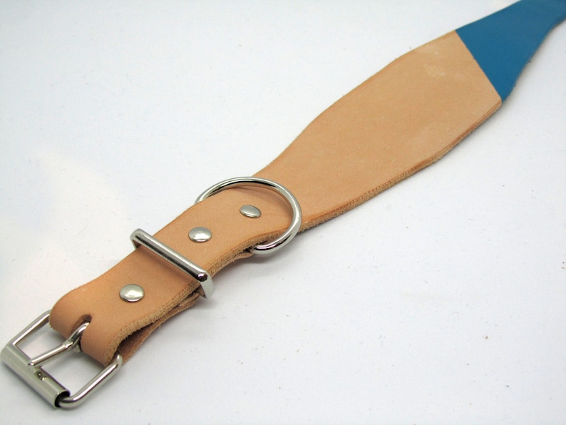 Personalized handmade Two-Tone Leather Dog Collar: Whippet, Greyhound, Lurcher engraved name possible. image 9