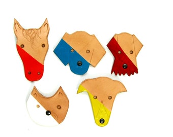Upcycled handmade Leather Animal Brooch, Hand-Painted Embossed pin. lightweight leather jewellery  animal lovers gift, water-repellent pin