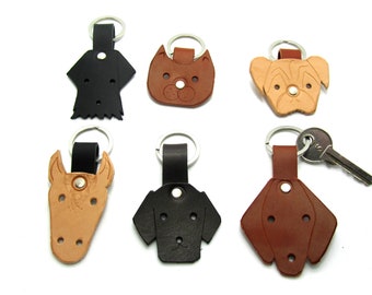 Recycled leather keyring of animals, Animal shaped leather keyring, keychain. key fob, kids, gift for her, gift for him, stocking filler