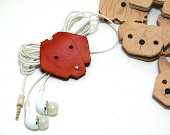 Organisateur de câbles, support de câble en cuir Vizsla hongrois, chien, accessoires mobiles, Cable Winder, USB, Porte-écouteurs, cadeau de la fête des pères