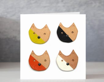 Recycled Paper Cats Greeting Card: Pet Lover Gift
