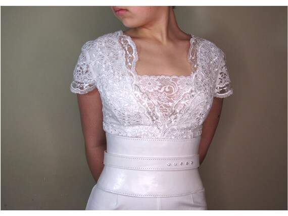 white leather corset wedding dress