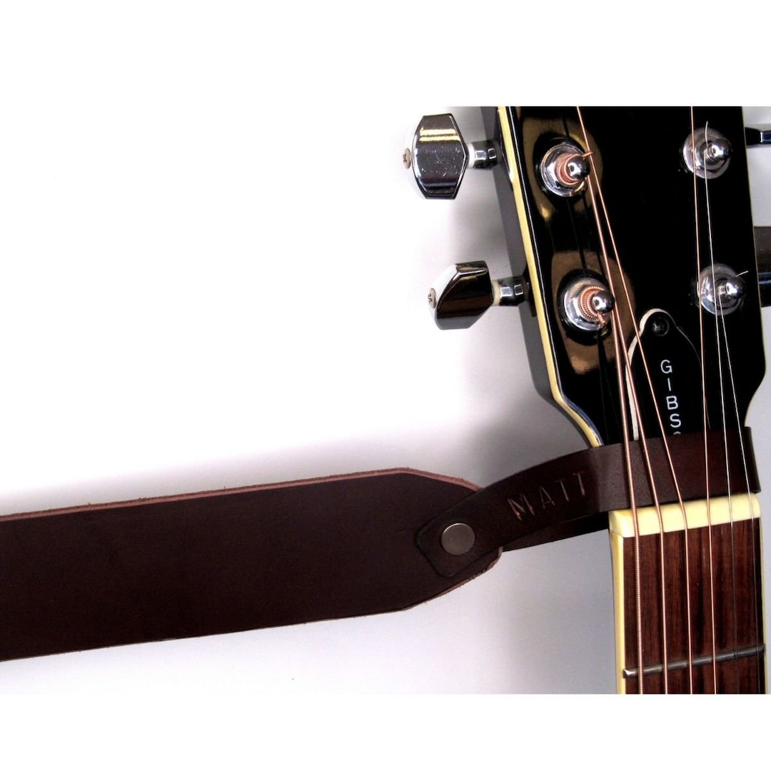 Leather Guitar Headstock Strap Personalized, Leather Headstock Adapter