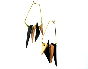 Geometric shaped earrings, upcycled leather jewellery, statement earrings, birthday, leather earrings, Valentine's day gift, Mothers day