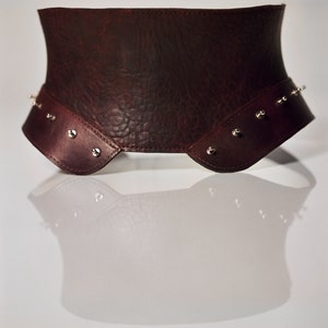 Leather cincher, leather corset belt, waist belt, corset belt, metal studded corset belt, steampunk cincher, goth, studded, image 3