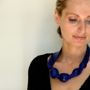 Leather beaded necklace ,statement necklace,moulded leather necklace, mother&#39;s gift,gift for her, pink,fuchsia, black blue,birthsday gift