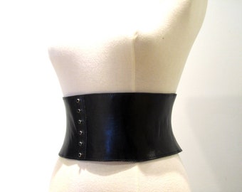 Leather cincher, Leather corset belt, custom order, black corset belt, goth, steampunk, adjustable, Swarovski crystals, bridal corset