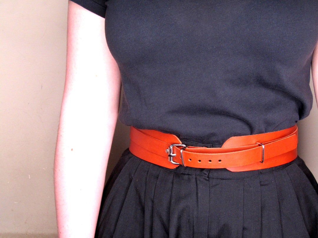 Handmade Wide Leather Belt: Adjustable Waist Belt With  display picture 1