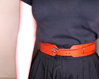 Handmade wide Leather Belt: Adjustable Waist belt with adjustable metal buckles