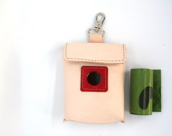 Personalized handmade Leather Dog Poop Bag Holder: Chemical-Free Waste Bag Dispenser
