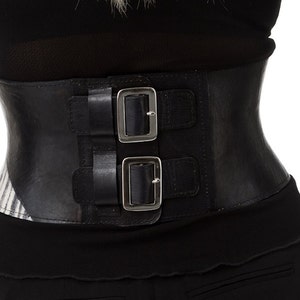 Leather corset belt, leather cincher, moulded Black leather corset belt, monochrome stripes, wedding, goth, steampunk, Victorian image 4