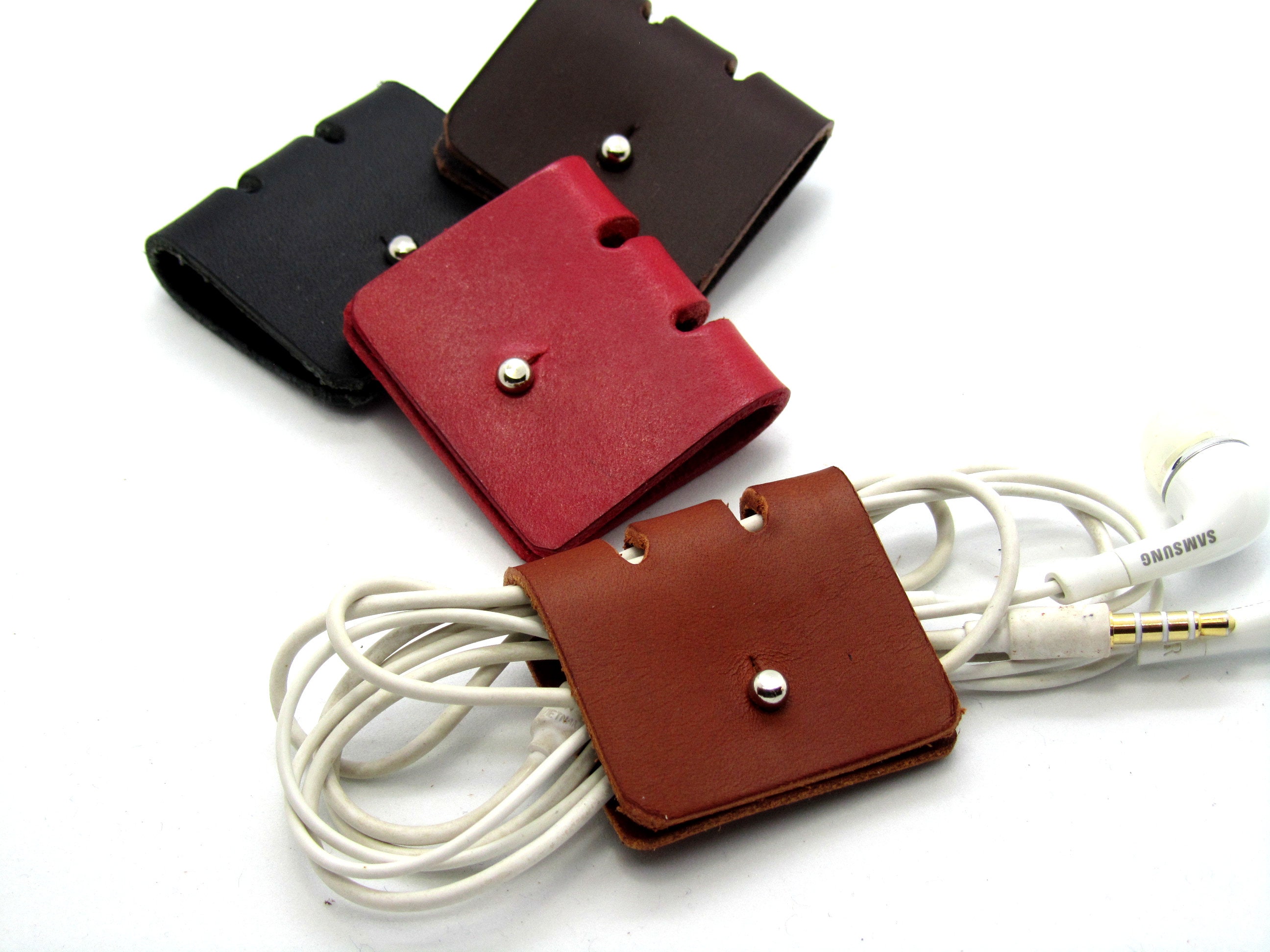 Cable organizer, Personalized Initial, leather cable tidies, Cable Winder, USB, Earphone holder,Stocking filler, mother&#39;s day gift,   kids