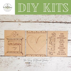 DIY wood kit Valentine Trio Signs / Sign Frame / Trio Heart Insert / Changeable Valentine Insert / DIY Wood Kit / Valentine Frame Inserts