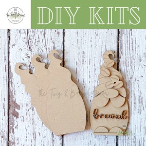 Chunky Coffee Brewed Gnome wood blank diy | Coffee DIY wood decor kit | Coffee decor | Coffee gnome DIY kit | Gnome Shelf Sitter | Co DIY