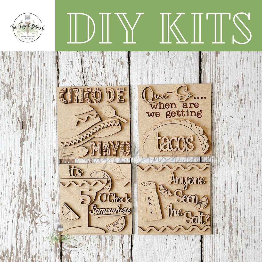 DIY Interchangeable Square Cinco De Mayo Inserts: Unfinished MDF Craft ...