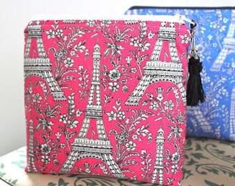 Eiffel Tower Pink Makeup Case Cosmetic Bag