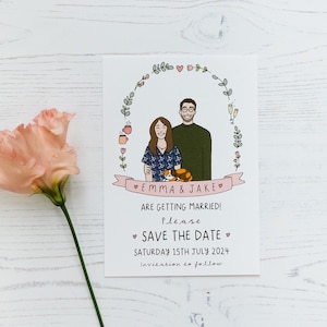 Save the Dates with Custom Couple Portrait Digital Only Personalised Save the Dates image 1