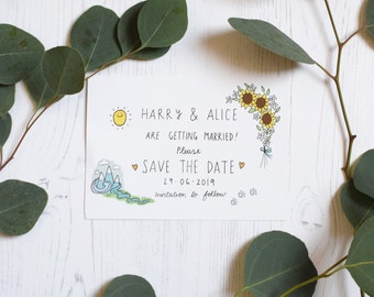 Save the Dates with Custom Illustrations - Digital Only - Personalised Save the Dates - Favourite Things