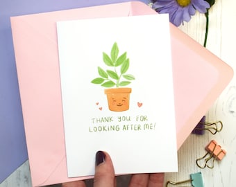 Thank You For Looking After Me Card - Plant Mum - Plant Sitter Card - Thank You Card